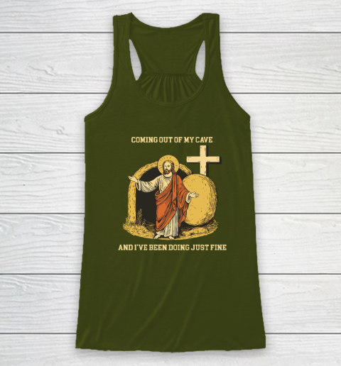 Coming Out Of My Cave Jesus Racerback Tank 2
