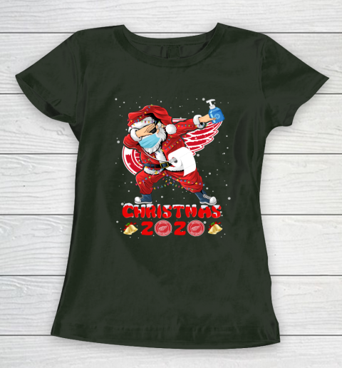 Detroit Red Wings Funny Santa Claus Dabbing Christmas 2020 NHL Women's T-Shirt 4