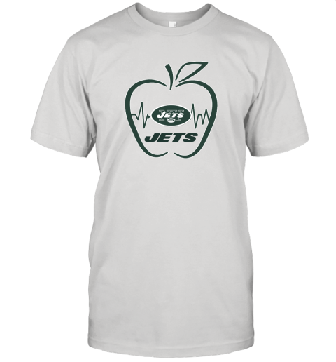 Apple Heartbeat Teacher Symbol New York Jets Unisex Jersey Tee