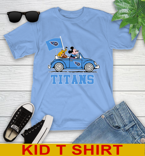 NFL Football Tennessee Titans Pluto Mickey Driving Disney Shirt Youth T-Shirt 11