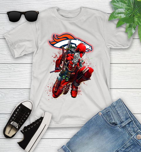 NFL Deadpool Marvel Comics Sports Football Denver Broncos Youth T-Shirt
