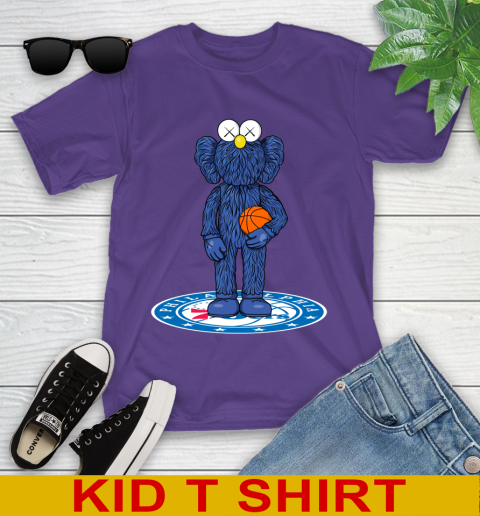 NBA Basketball Philadelphia 76ers Kaws Bff Blue Figure Shirt Youth T-Shirt 4