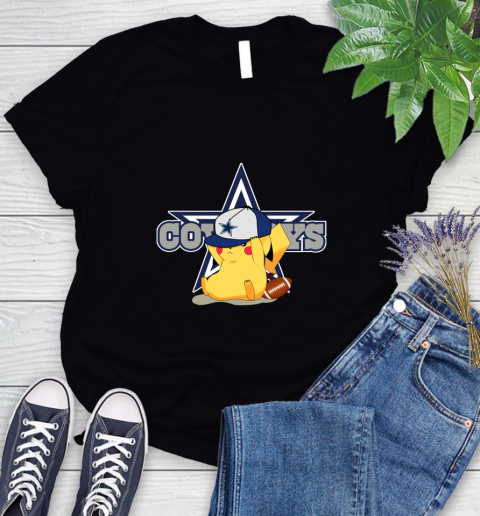 NFL Pikachu Football Sports Dallas Cowboys Women's T-Shirt 2