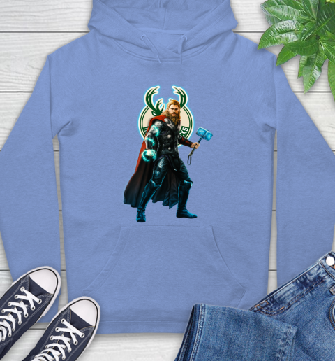 NBA Thor Avengers Endgame Basketball Milwaukee Bucks Hoodie 11