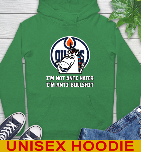 Edmonton Oilers NHL Hockey Unicorn I'm Not Anti Hater I'm Anti Bullshit Hoodie 8