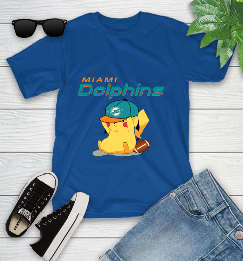 NFL Pikachu Football Sports Miami Dolphins Youth T-Shirt 9