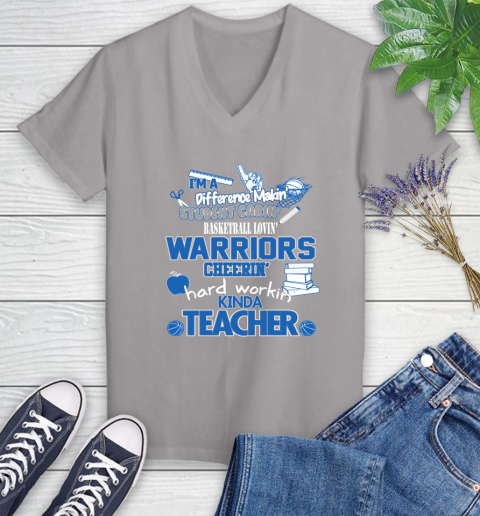 Golden State Warriors NBA I'm A Difference Making Student Caring Basketball Loving Kinda Teacher Women's V-Neck T-Shirt 4