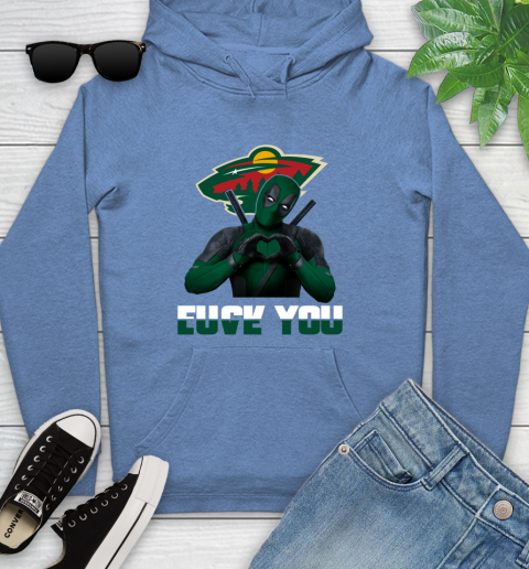 NHL Minnesota Wild Deadpool Love You Fuck You Hockey Sports Youth Hoodie 13