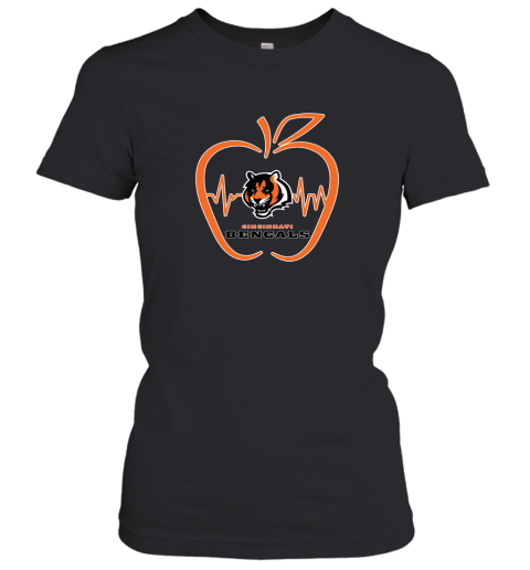 Apple Heartbeat Teacher Symbol Cincinnati Bengals Women's T-Shirt
