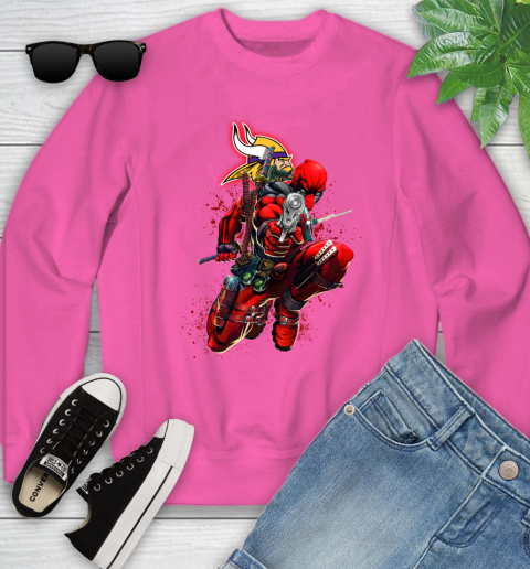 NFL Deadpool Marvel Comics Sports Football Minnesota Vikings Youth Sweatshirt 7