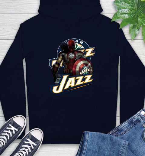 Utah Jazz NBA Basketball Captain America Thor Spider Man Hawkeye Avengers Hoodie 4