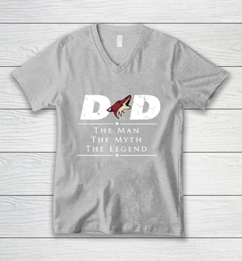 Arizona Coyotes NHL Ice Hockey Dad The Man The Myth The Legend V-Neck T-Shirt 3