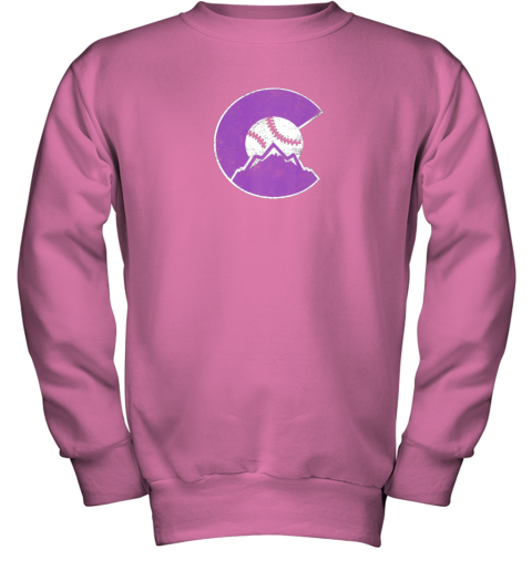 rocm new colorado rocky mountain baseball sports team youth sweatshirt 47 front safety pink