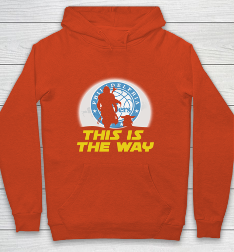 Philadelphia 76ers NBA Basketball Star Wars Yoda And Mandalorian This Is The Way Youth Hoodie 3