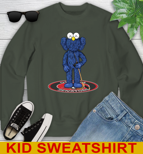 NHL Hockey Ottawa Senators Kaws Bff Blue Figure Shirt Youth Sweatshirt 9
