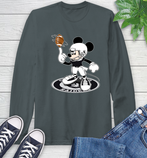NFL Football Oakland Raiders Cheerful Mickey Disney Shirt Long Sleeve T-Shirt 7