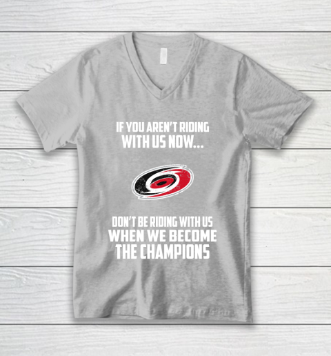 NHL Carolina Hurricanes Hockey We Become The Champions V-Neck T-Shirt 3