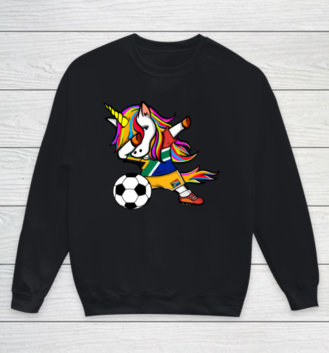 Funny Dabbing Unicorn South Africa Football Flag Soccer Youth Sweatshirt