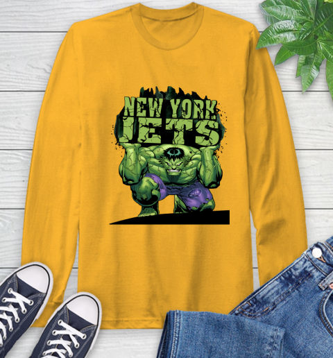 New York Jets NFL Football Incredible Hulk Marvel Avengers Sports Long Sleeve T-Shirt 3