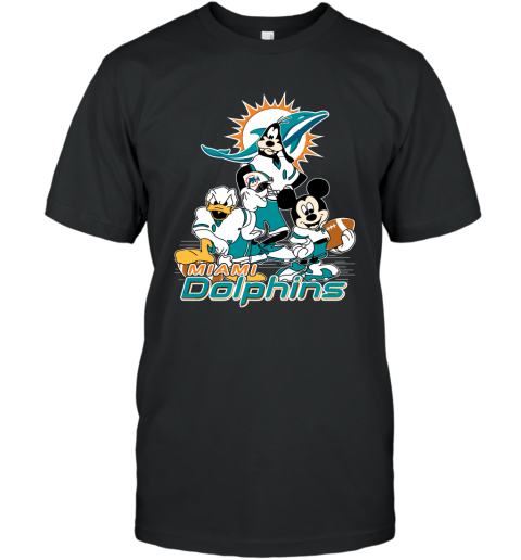 NFL Miami Dolphins Mickey Mouse Donald Duck Goofy Football T Shirt