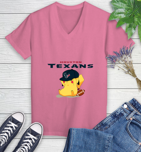 NFL Pikachu Football Sports Houston Texans Women's V-Neck T-Shirt - Image 14