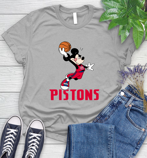 NBA Basketball Detroit Pistons Cheerful Mickey Mouse Shirt Women's T-Shirt 5