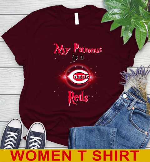 MLB Baseball Harry Potter My Patronus Is A Cincinnati Reds Women's T-Shirt 6