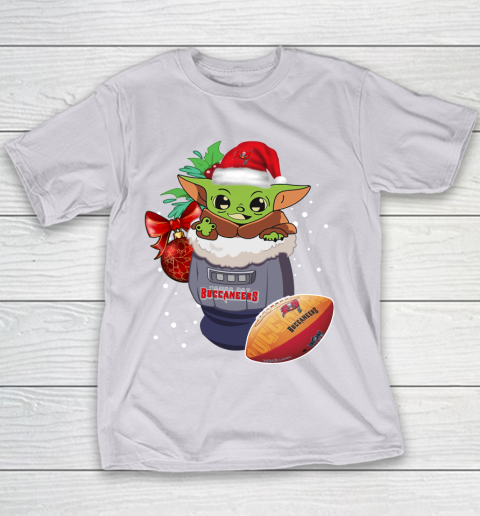 Tampa Bay Buccaneers Christmas Baby Yoda Star Wars Funny Happy NFL Youth T-Shirt 5