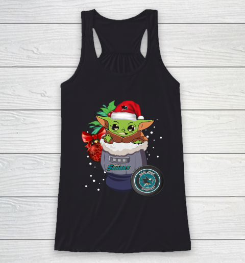 San Jose Sharks Christmas Baby Yoda Star Wars Funny Happy NHL Racerback Tank