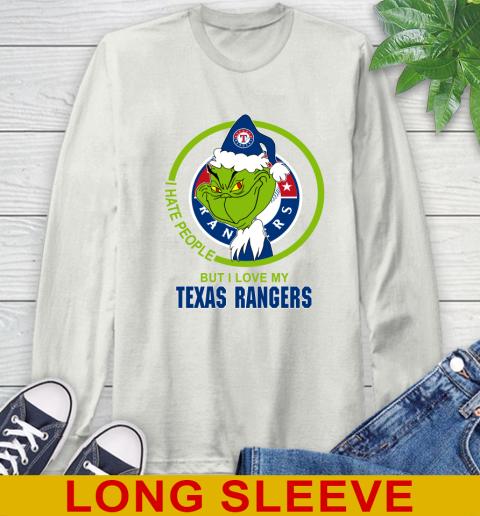 Texas Rangers MLB Christmas Grinch I Hate People But I Love My Favorite Baseball Team Long Sleeve T-Shirt 12