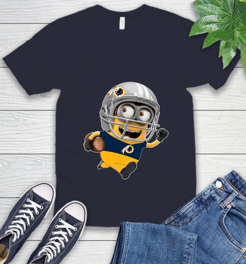 NFL Washington Redskins Minions Disney Football Sports V-Neck T-Shirt 3