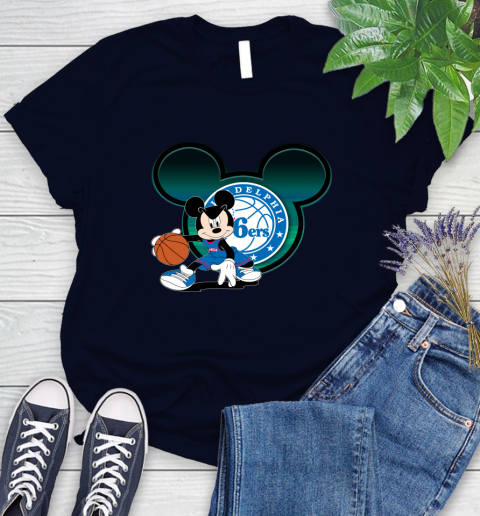 NBA Philadelphia 76ers Mickey Mouse Disney Basketball Women's T-Shirt 3
