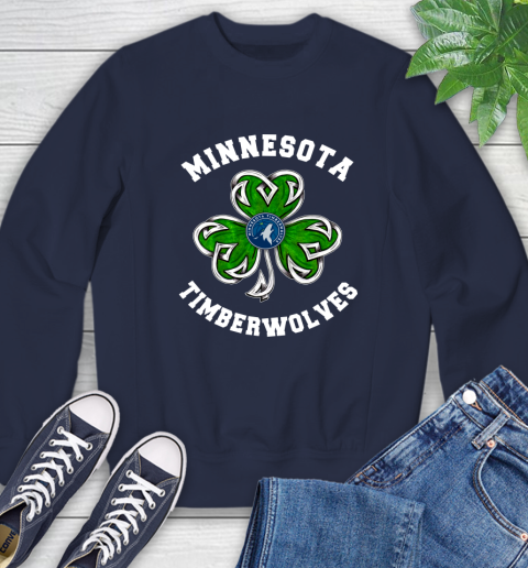 NBA Minnesota Timberwolves Three Leaf Clover St Patrick's Day Basketball Sports Sweatshirt 2