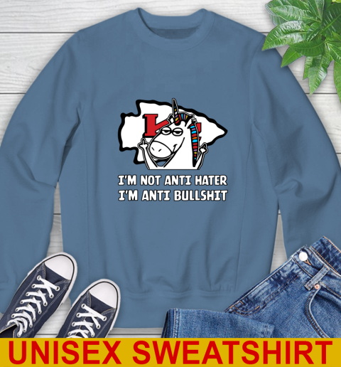 Kansas City Chiefs NFL Football Unicorn I'm Not Anti Hater I'm Anti Bullshit Sweatshirt 8