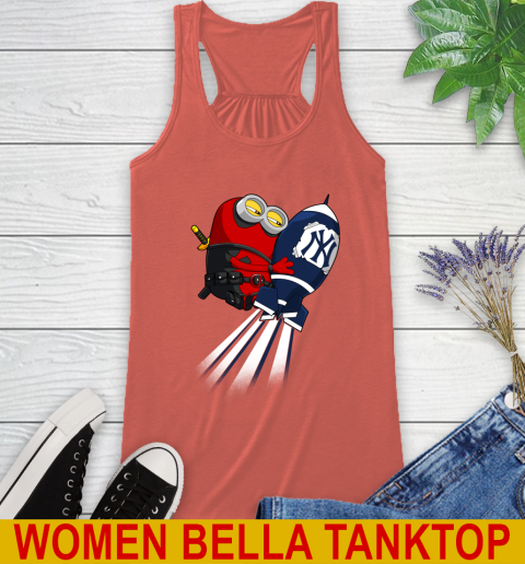 MLB Baseball New York Yankees Deadpool Minion Marvel Shirt Racerback Tank 3