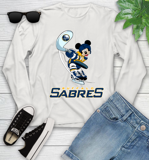 NHL Hockey Buffalo Sabres Cheerful Mickey Mouse Shirt Youth Long Sleeve 12