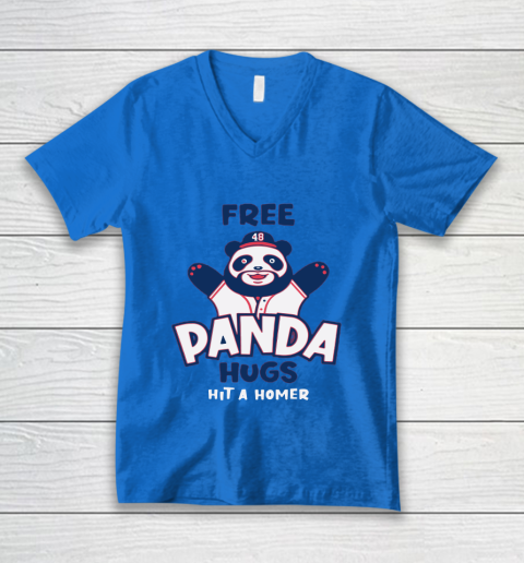 Free Panda Hugs Braves V-Neck T-Shirt 4