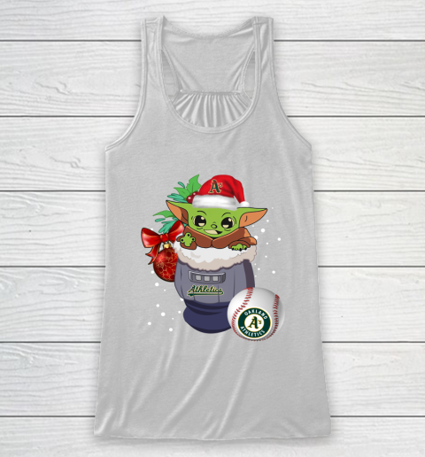 Oakland Athletics Christmas Baby Yoda Star Wars Funny Happy MLB Racerback Tank 3 Oakland Athletics Christmas Baby Yoda Star Wars Funny Happy MLB Racerback Tank - Image 3