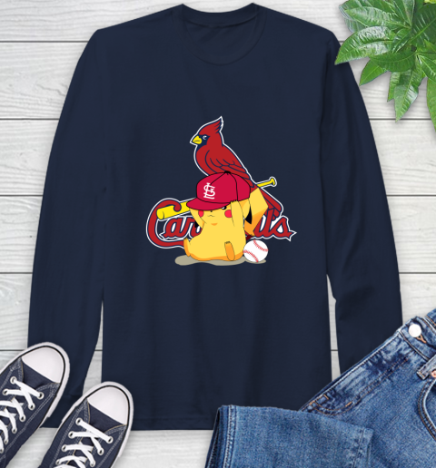 MLB Pikachu Baseball Sports St.Louis Cardinals Long Sleeve T-Shirt 4