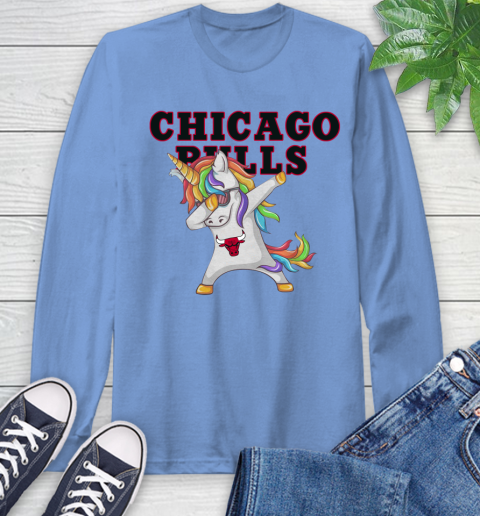 Chicago Bulls NBA Basketball Funny Unicorn Dabbing Sports Long Sleeve T-Shirt 11