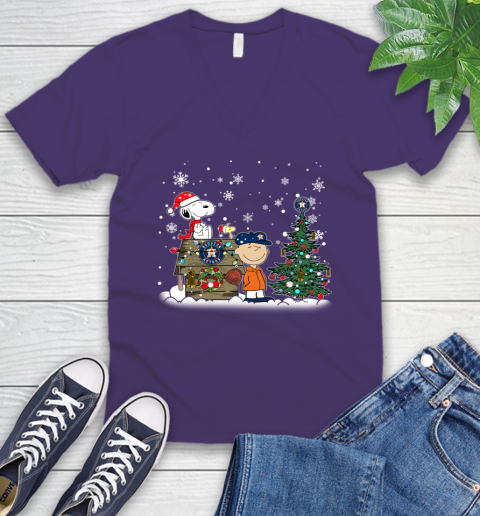 MLB Houston Astros Snoopy Charlie Brown Christmas Baseball Commissioner's Trophy V-Neck T-Shirt 9