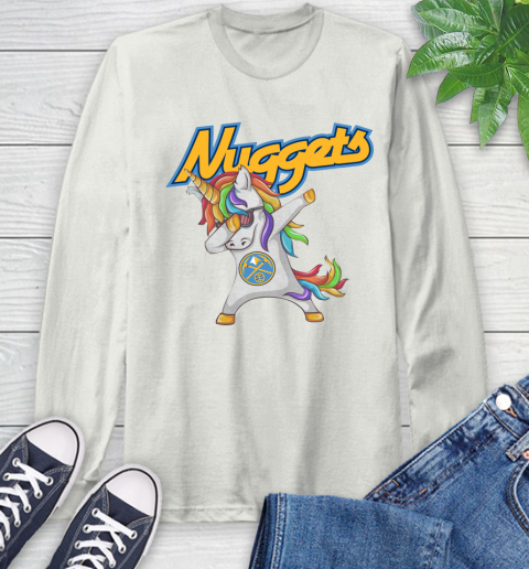 Denver Nuggets NBA Basketball Funny Unicorn Dabbing Sports Long Sleeve T-Shirt 12