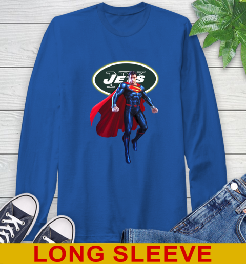 NFL Superman DC Sports Football New York Jets Long Sleeve T-Shirt 9