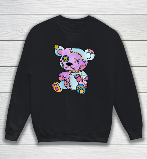 Patchwork Creepy Teddy Bear Voodoo Cute Goth Sweatshirt Tee For Sports