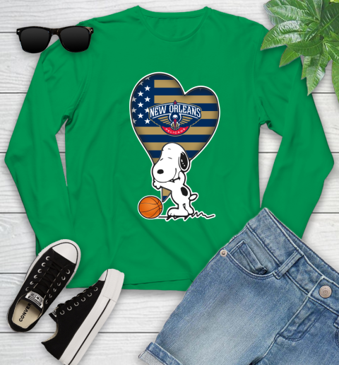 New Orleans Pelicans NBA Basketball The Peanuts Movie Adorable Snoopy Youth Long Sleeve 6