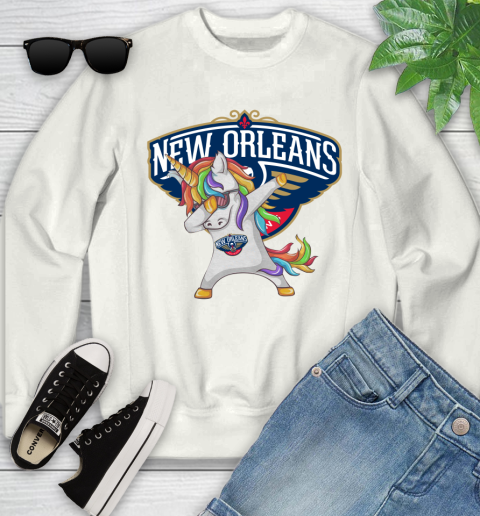 New Orleans Pelicans NBA Basketball Funny Unicorn Dabbing Sports Youth Sweatshirt