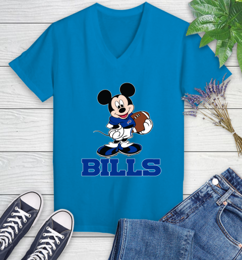 NFL Football Buffalo Bills Cheerful Mickey Mouse Shirt Women's V-Neck T-Shirt 6