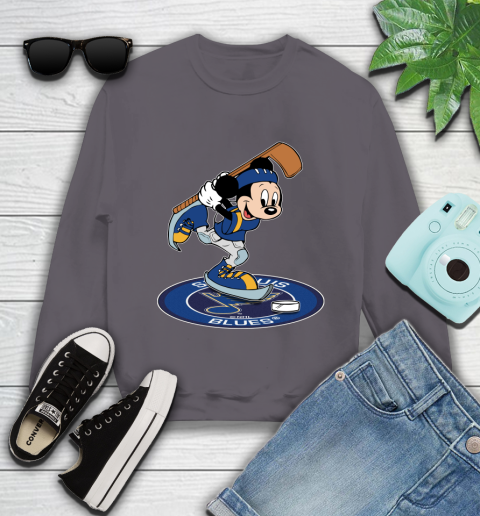 NHL Hockey St.Louis Blues Cheerful Mickey Disney Shirt Youth Sweatshirt 5