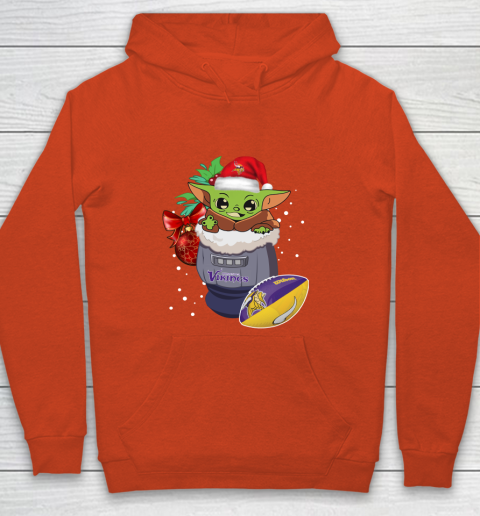 Minnesota Vikings Christmas Baby Yoda Star Wars Funny Happy NFL Youth Hoodie 4