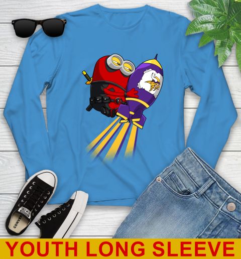 NFL Football Minnesota Vikings Deadpool Minion Marvel Shirt Youth Long Sleeve 8